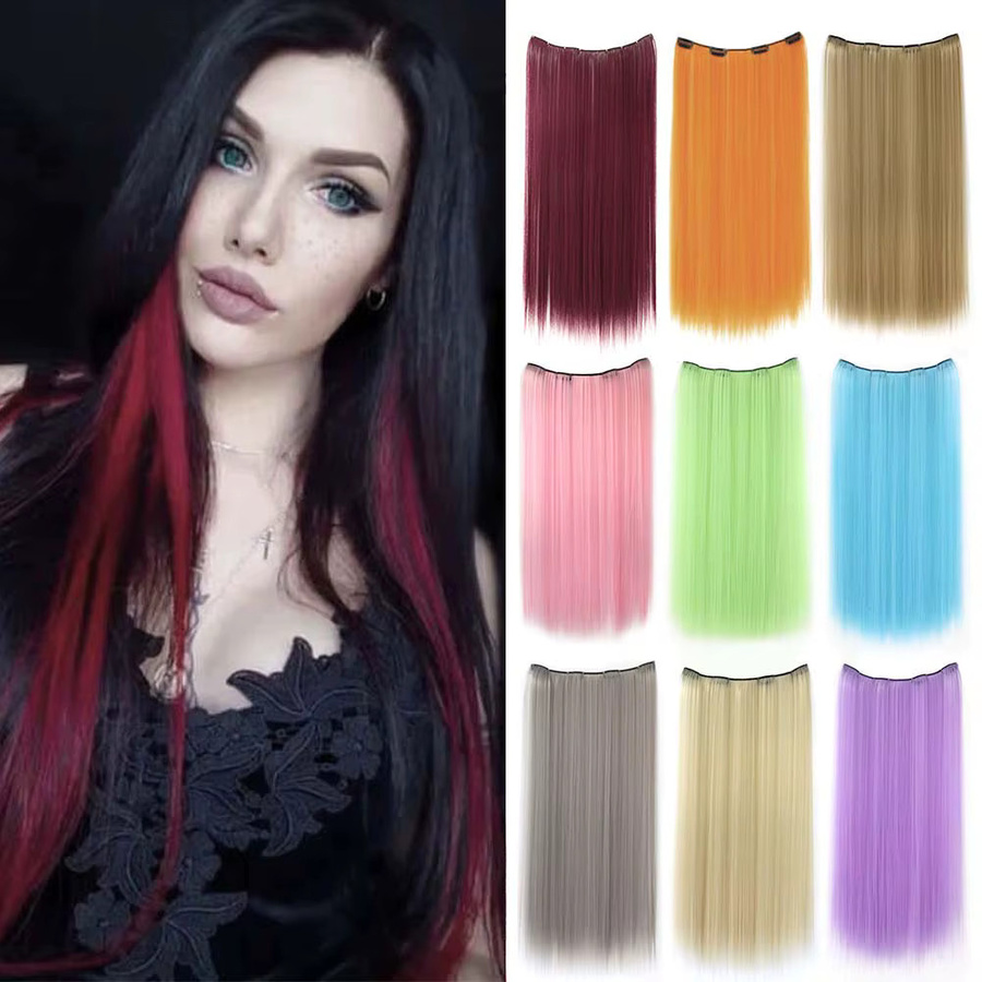 Refeeny Clip-in-Haarverlängerung, synthetisch, bunt, 22 Zoll, Damen - Bild 4