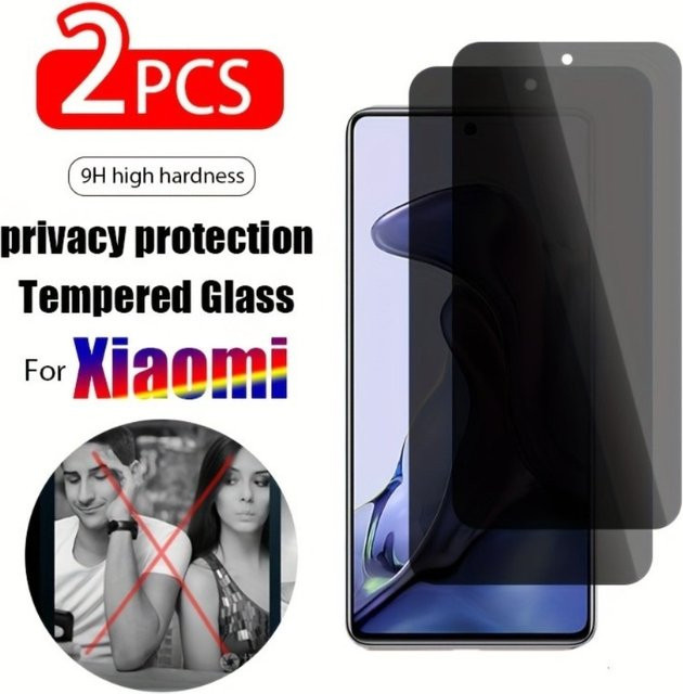 2er-Set Privatsphäre-Schutzfolien aus gehärtetem Glas für Xiaomi 14T 13T 12T 11T Pro sowie POCO X7 X6 X5 Pro mit voller Abdeckung - Bild 1