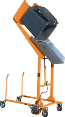 Mülltonnen-Kippstation MKS für 120 und 240 l Tonnen mit Rollen und Fußpumpe, Farbe: RAL 2000, Ausschütthöhe: 1480 mm - Bild 1