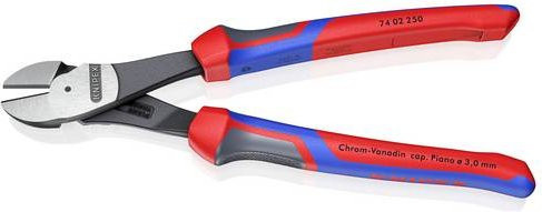 Knipex Kraft-Seitenschneider 74 02 250 aus Chrom-Vanadium-Stahl in Schwarz mit Mehrkomponenten-Griff, Länge: 25,0 cm - Bild 1