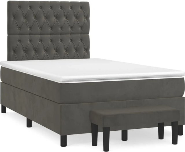 vidaXL Boxspringbett mit Matratze in Dunkelgrau aus Samt, B/T: 120 x 200 cm - Bild 1