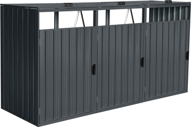 HOME DELUXE Mülltonnenbox CUBO dreitürig für 3 x 240 L in Grau - Bild 1