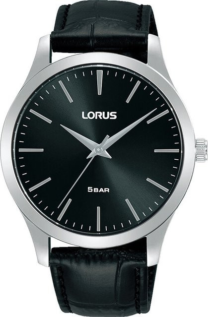 Lorus Armbanduhr, Quarz, Edelstahl, Leder, Schwarz, 40 mm, Herren - Bild 1