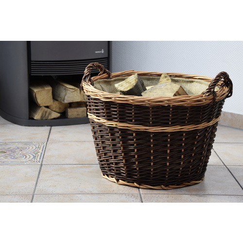 DOBAR Kaminholzkorb aus Weide und Jute in Braun, Durchmesser: 50 cm, Höhe: 40 cm - Bild 4