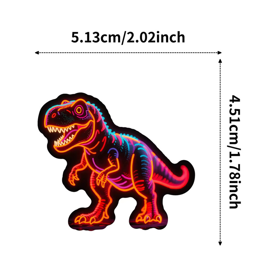 Charile Neon Licht Dinosaurier Aufkleber, Kawaii Graffiti Aufkleber, multicolour - Bild 3