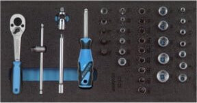 Gedore Steckschlüssel-Sortiment 1/4" in blauem Check-Tool-Modul - Bild 1