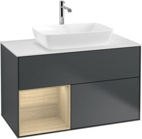 V&B Waschtischunterschrank Finion 100 mit Wandbeleuchtung in Weiß lackiert, B/T/H: 100 x 50,1 x 50,1 cm - Bild 1