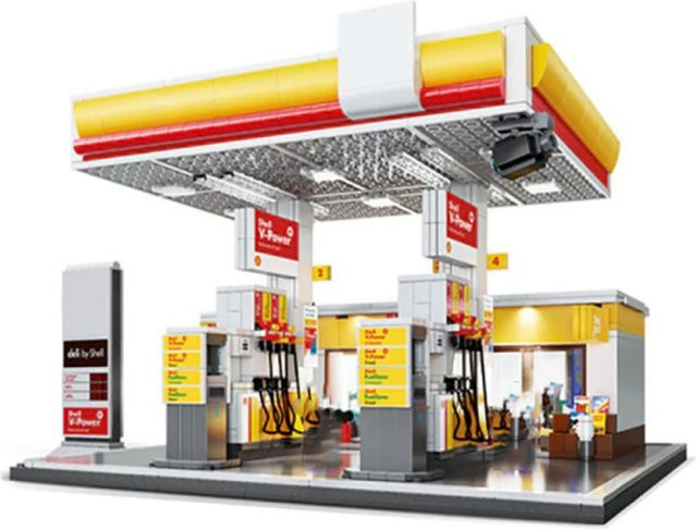 Shell Einzelhandel Station, Bausteine, mit Beleuchtung, 1.309 Teile - Bild 1
