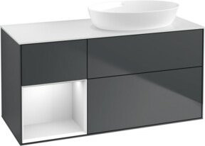 V&B Waschtischunterschrank Finion mit Wandbeleuchtung, Farbe Grau lackiert, Breite: 120 cm, Tiefe: 50,1 cm, Höhe: 50,1 cm - Bild 1