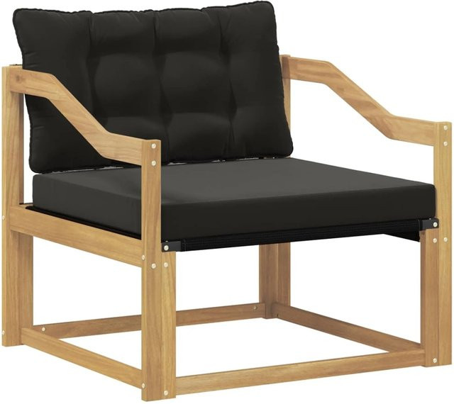 vidaXL Outdoor-Sofagarnitur aus massivem Akazienholz mit Textilene-Bezug in Weiß-Schwarz - Bild 1