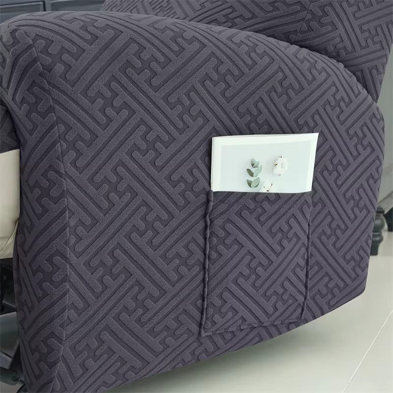 WANERQU 4er Set Jacquard Liegestuhlbezüge Stretch Couch Schonbezüge in Dunkelgrau - Bild 4