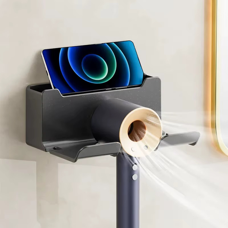 Wandmontierter Haartrocknerhalter für Dyson aus Kunststoff, Badezimmerregal zur Befestigung ohne Bohren, erhältlich in Weiß oder Schwarz - Bild 2