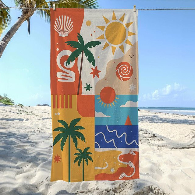 Strandtuch JMG Household Supplies mit Kuhmuster in Multicolour, schnelltrocknendes Mikrofaser-Handtuch für Damen und Herren, B: 90 cm, L: 180 cm - Bild 1