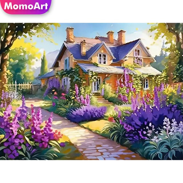 Momoart DIY Diamant Stickerei Haus Landschaft Mosaik Set in Multicolour, B/H: 30,0 x 20,0 cm - Bild 1