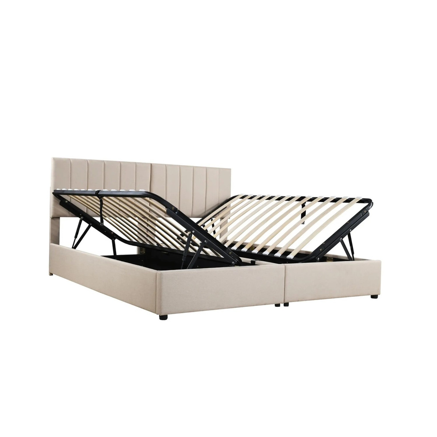 Merax Polsterbett mit Stauraum und Hydraulikfunktion in Beige, B/T/H: 180 x 200 x 103 cm - Bild 2