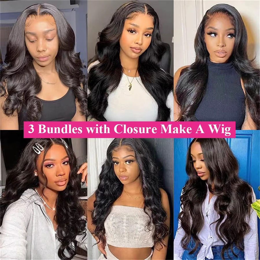 FUGANGXIU Body Wave Echthaar-Bündel, 3 Bündel, Remy-Qualität, Damen - Bild 6