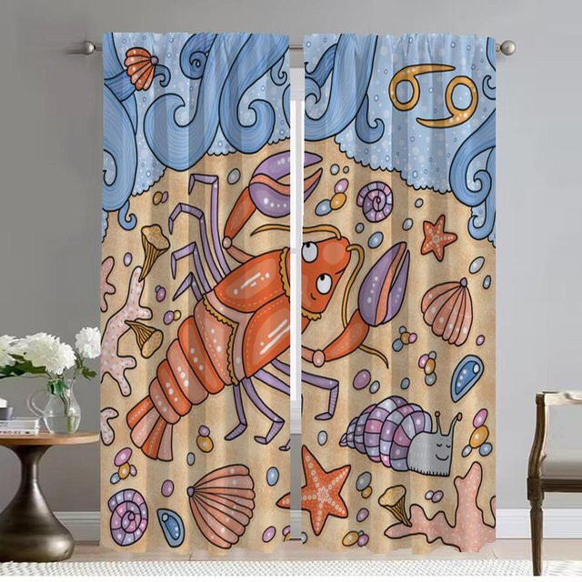 Kawaii Katze Halloween Verdunkelungsvorhang Set aus 2 Paneelen, moderner Tüll-Raumteiler mit Katzen-Motiv, Mehrfarbig, Breite: 50 cm, Höhe: 70 cm - Bild 1
