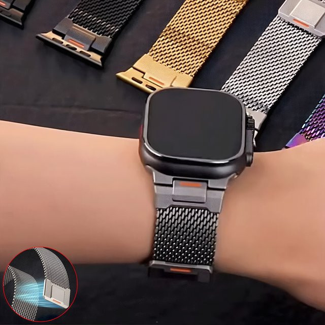 I LOVE LUO Uhrenarmband Edelstahl, Milanese Loop, Schwarz, Unisex - Bild 1