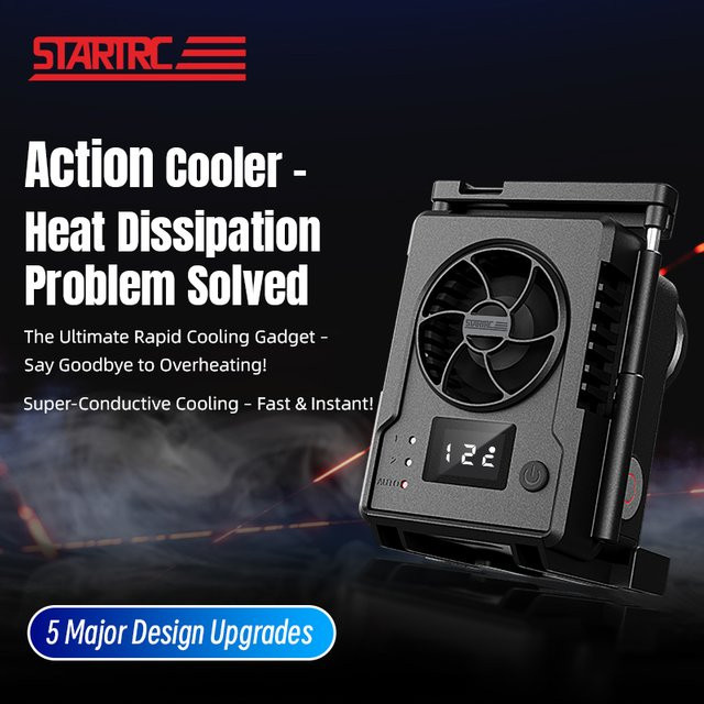 STARTRC TECH Ice Core Kühlradiator für DJI Osmo Action 5 Pro, Action 4 und Action 3 Kamera-Zubehör mit 3-Gang-Einstellung und Cold Shoe in Schwarz - Bild 1
