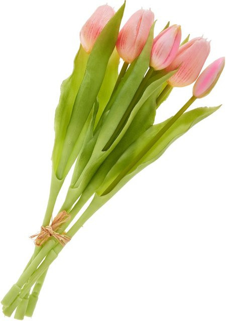 Künstlicher Tulpen-Bund in Light Rose mit 3 Blüten und 2 Knospen, Farbe: Pink - Bild 1