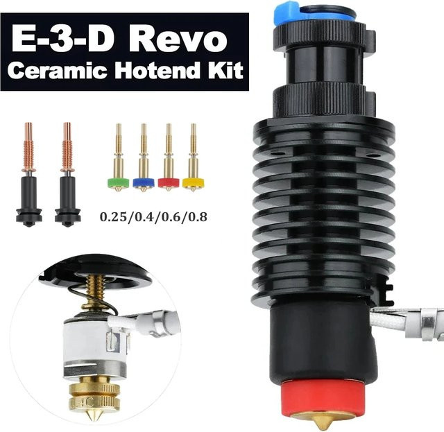 E3D Revo Hotend Kit mit V6 Kühlkörper, Keramik-Heizkern und 104 NT Thermistor in Schwarz für Ender 3 und Voron - Bild 1