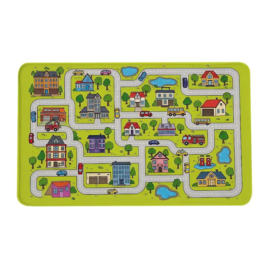 Highway City Auto-Spielmatte aus Flanell für Kinderzimmer, Küche oder Badezimmer, mehrfarbig, rechteckig - Bild 3