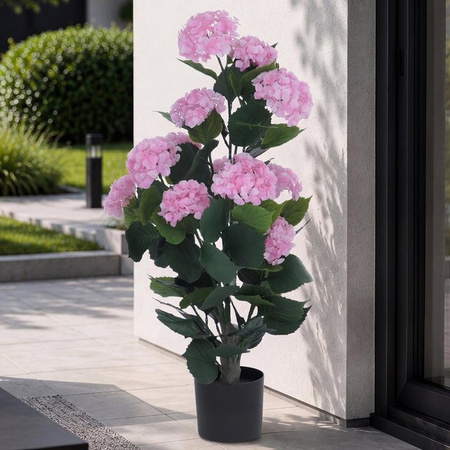 Künstliche Hortensie MCW Rosa, Dekopflanze aus Polyethylen, Höhe: 90 cm, Breite: 50 cm, Tiefe: 50 cm