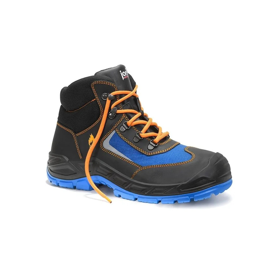 Elten Sicherheitsschnürstiefel Jo FLO Mid ESD S3 aus Rindleder in Schwarz und Blau, Größe 46 - Bild 2