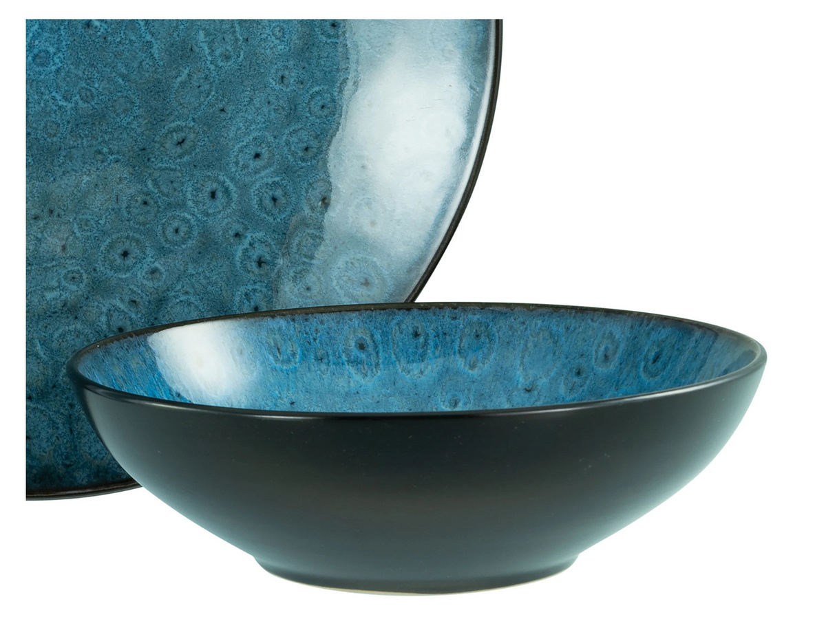 CreaTable Kombiservice Capri 16-teilig aus Keramik in Blau und Schwarz - Bild 2
