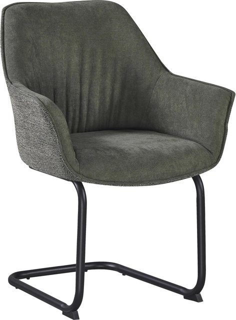 Mömax Armlehnstuhl Nova in Grün mit schwarzen Details für Esszimmer und Home Office - Bild 1