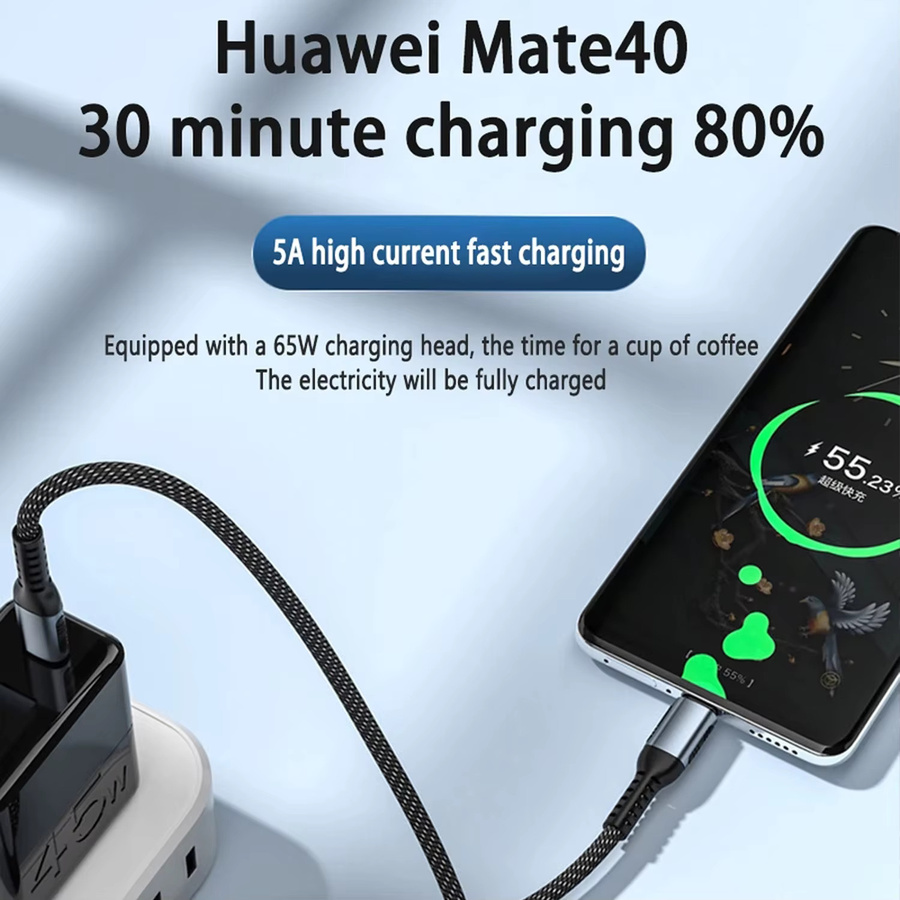 240W USB-C zu USB-C Schnellladekabel PD 3.1 mit E-Marker Chip, Nylon-ummanteltes Typ-C Ladekabel für Laptop, Tablet und Smartphone, Schwarz - Bild 2