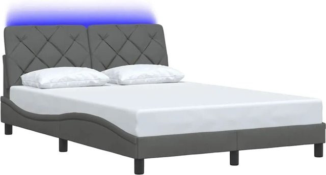vidaXL Bettgestell mit LED-Unterbettbeleuchtung und USB-Ladeport in Dunkelgrau, B/T/H: 140 x 200 x 145 x 218 cm - Bild 1