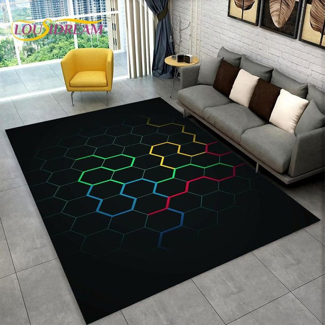 Karpetti 3D-Teppich mit modernem geometrischem Design, rutschfest und waschbar, Mehrfarbig, Breite: 100 cm, Länge: 120 cm - Bild 1