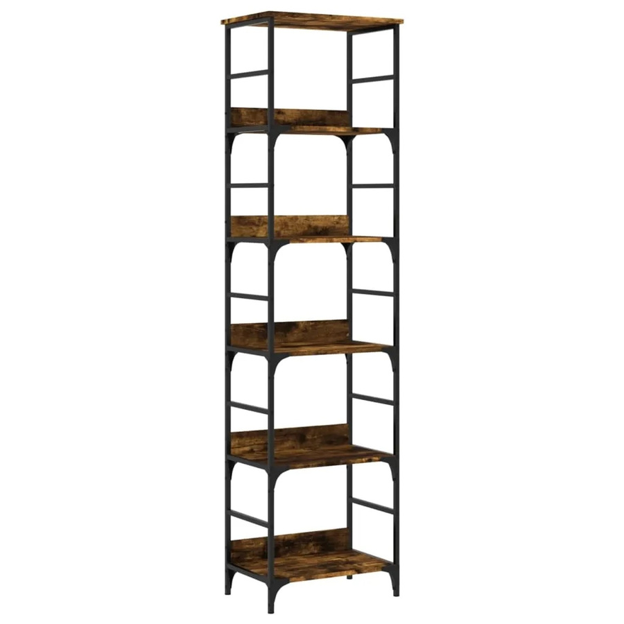 vidaXL Bücherregal im Industrie-Stil aus Holzwerkstoff und Stahl in Räuchereiche, B/T/H: 50 x 33 x 188,5 cm - Bild 2