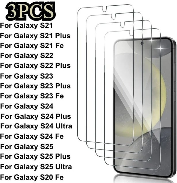 3er-Pack Schutzglas für Samsung Galaxy S25 S24 S23 S22 Ultra und FE Modelle, transparentes Displayschutzglas für Android-Smartphones - Bild 1