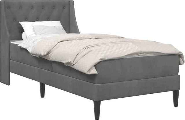 vidaXL Bettgestell mit Matratze 2-teiliges Set aus Samt in Dunkelgrau, B/T/H: 90 x 200 x 44 cm - Bild 1