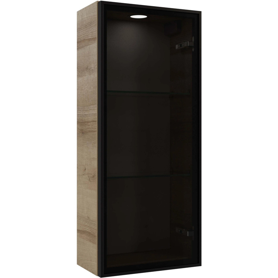 Pelipal Vitrinenschrank Quantum 05 Riviera Eiche quer mit Rauchglas und LED-Beleuchtung, Breite: 30 cm, Höhe: 170 cm - Bild 2