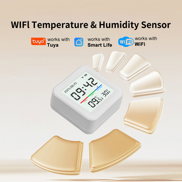Tuya Smart WiFi LCD Temperatursensor und Hygrometer in Weiß zur Echtzeit-Überwachung via Smart Life App - Bild 1