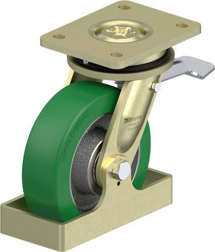 Blickle Schwerlast-Lenkrolle LS-GST 160K-ST-FS in Silber und Grün mit 600 kg Tragfähigkeit und 160 mm Rad-Durchmesser - Bild 1