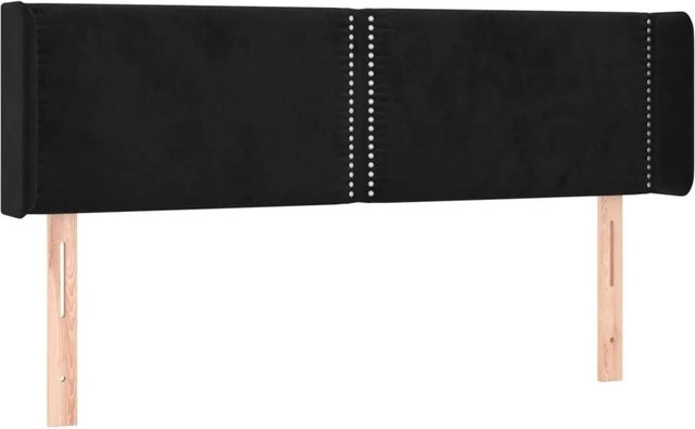 vidaXL Kopfteil mit Ohren in Schwarz aus Samt, B/H: 147 x 78/88 cm, Tiefe: 16 cm - Bild 1