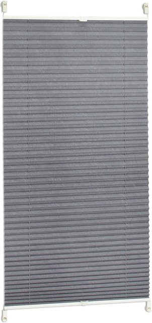Relaxdays Plissee Rollo Grau Halbtransparent aus Polyester ohne Bohren B: 60 cm, H: 130 cm - Bild 1