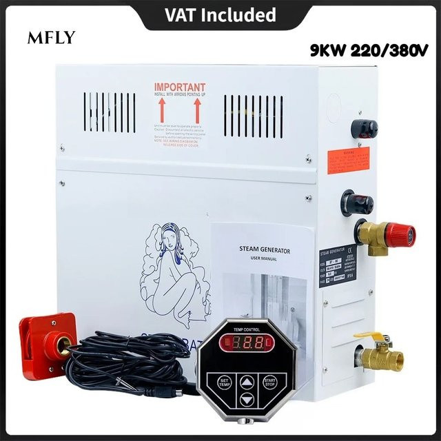 XMSJ ST-90 Dampfgenerator für Sauna, Bad und SPA mit digitalem Regler, 9KW, Weiß - Bild 1