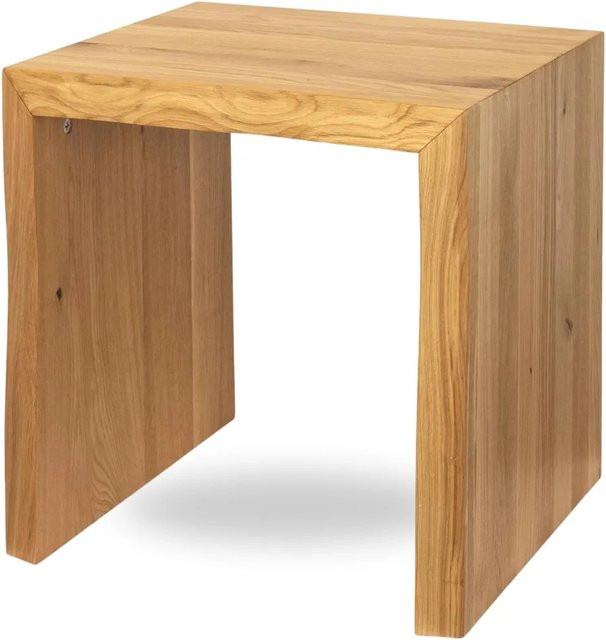 DELUKE Holzbank EGON aus Eiche Massiv mit Baumkante, Farbe Eiche Braun, B/T/H: 40 x 40 x 45 cm - Bild 1