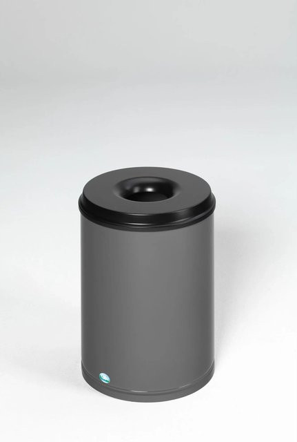 PROREGAL Selbstlöschender Papierkorb 50 Liter aus verzinktem Stahl in Grau, H x B x T: 53 x 37 x 37 cm - Bild 1