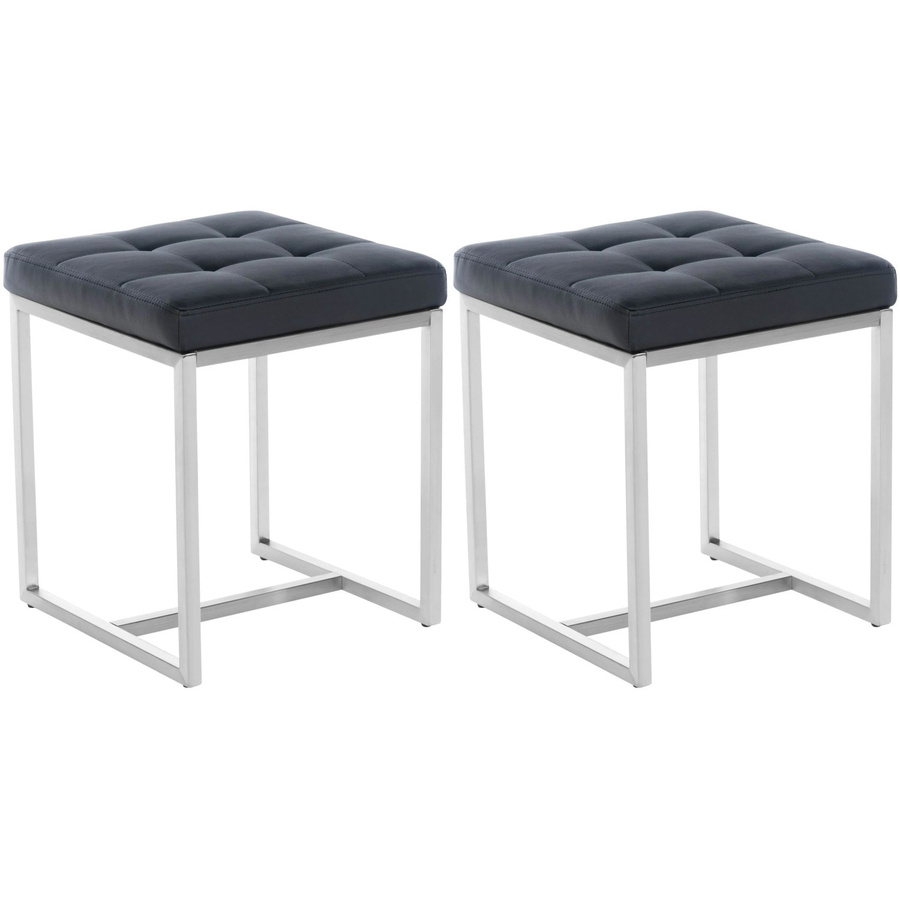 DELUKE 2er Set Sitzhocker VELAN aus Kunstleder in Schwarz, H x B x T: 48 x 40 x 40 cm - Bild 2