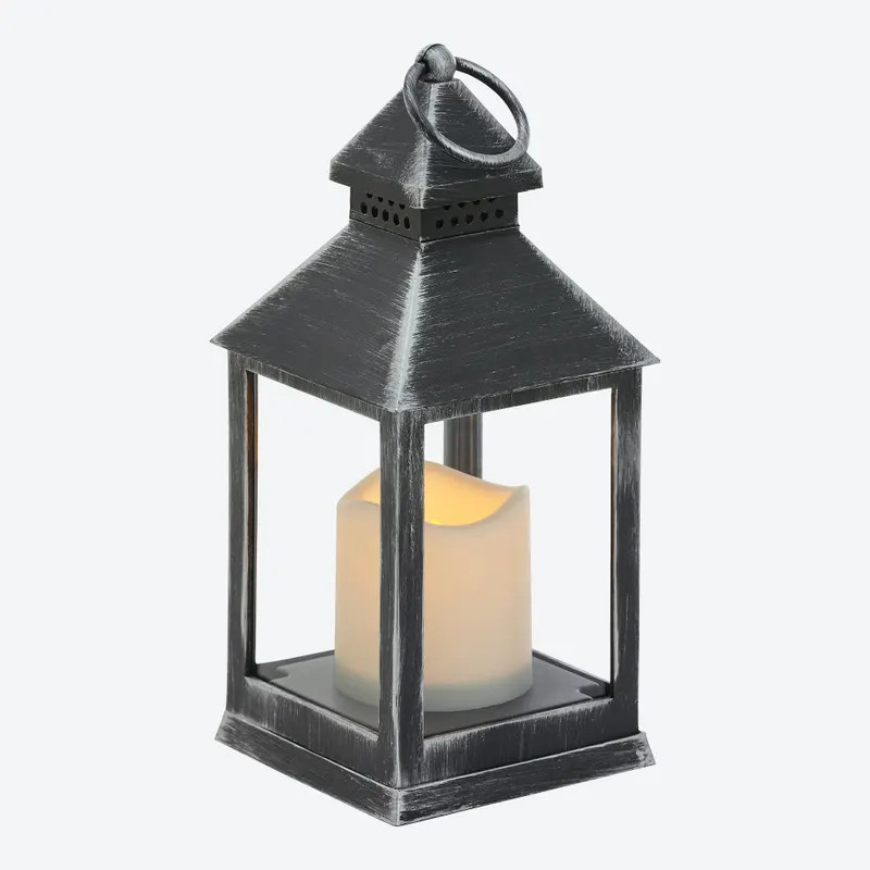 LED-Laterne mit Flackerfunktion in Schwarz oder Silber, B/T/H: 10,5 x 10,5 x 24 cm - Bild 2