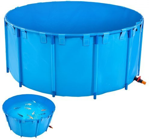 VEVOR Canvas Fischteich in Blau, faltbarer PVC Koi-Tank mit stabilem Gestell und Ablassventil, Kapazität: 1320 Gallonen, für Aquakultur und Koi-Zucht - Bild 1