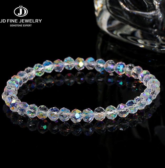 Armband, bunte Kristall Glas Rondelle Perlen, Damen - Bild 1