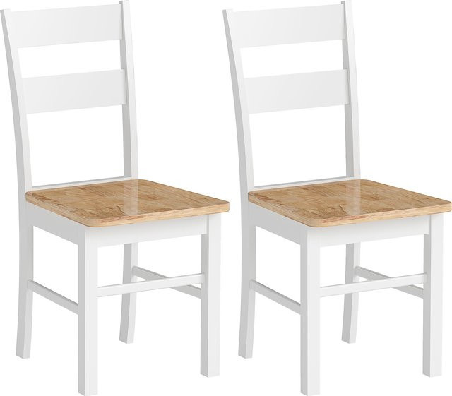 HOMCOM Esszimmerstühle 2er Set aus Holz in Eiche, armlose Küchenstühle mit Rückenlehne für Esszimmer und Wohnzimmer - Bild 1