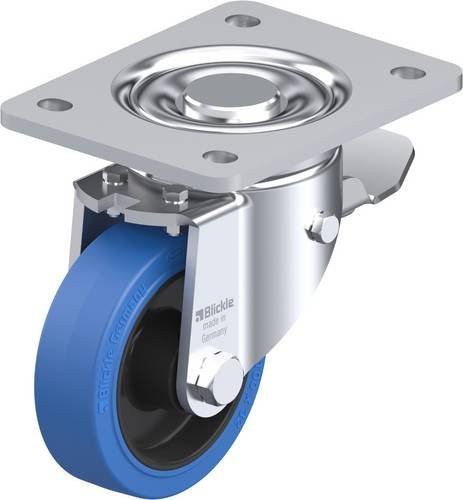 Blickle Lenkrolle LH-POEV 100R-3-ST-SB mit Feststeller, Rad-Durchmesser: 100 mm, Tragfähigkeit: 200 kg, Farbe: Schwarz/Blau - Bild 1